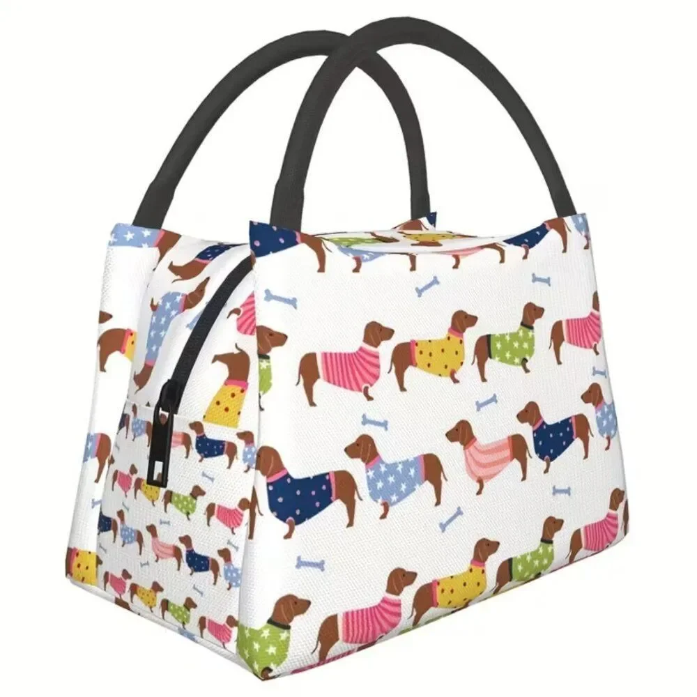 Dachshund Pattern Insulated Lunch Bag – Reusable Cooler Tote